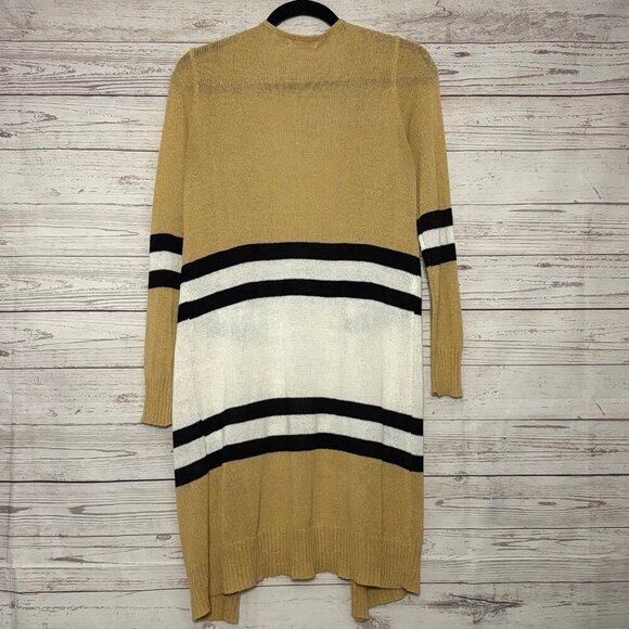 Hoity Toity Tan Cardigan w Black White Stripe Small - Picture 5 of 7